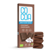 Ciocolată cu nucă de cocos fără zahăr adăugat bio 40 g - Cacao