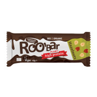 Baton proteic de alune cu înveliș de ciocolată neagră, fără gluten BIO 40 g - Roobar