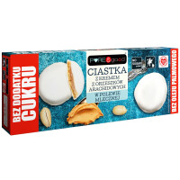 Biscuiți cu cremă de arahide cu glazură de lapte fără zahăr adăugat 128g
