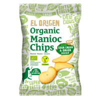 Chipsuri de manioc cu aromă de cremă și ceapă vegan fără gluten bio 60g - El Origen