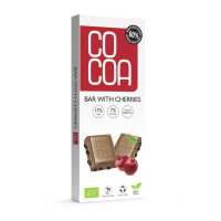 Baton de ciocolată albă cu cireșe 60 % mai puțin zahăr bio 40 g - COCOA
