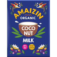 Lapte de nucă de cocos - băutură din nucă de cocos fără gumă de guar (17% grăsime) bio 200 ml - Amaizin