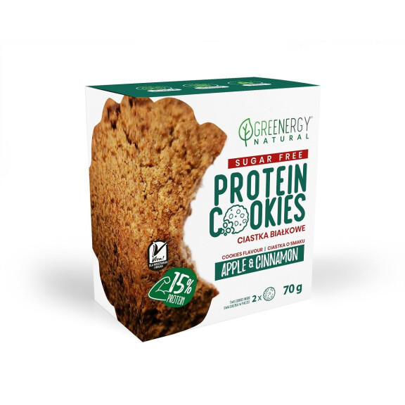 Biscuiți proteici fără zahăr cu mere și scorțișoară (2 x 35 g) 70 g - Greenergy