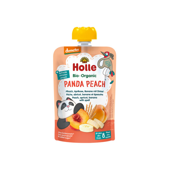Mousse de piersici - banane - caise - spelta într-un tub fără adaos de zaharuri de la 8 luni Demeter BIO 100 g - Holle