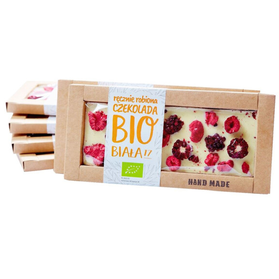 Ciocolată albă cu zmeură și mure Bio 53 G