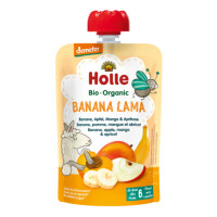Mousse de banane - mere - mango - caise într-un tub fără adaos de zaharuri de la 6 luni Demeter BIO 100 g - Holle