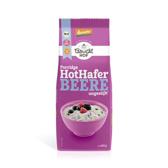 Fulgi de ovăz Demeter fără gluten cu fructe de pădure fără zahăr adăugat 400 g - Bauck Hof