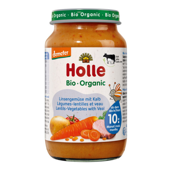 Legume cu carne de vițel fără zaharuri adăugate de la 10 luni Demeter bio 220 g (borcan) - Holle
