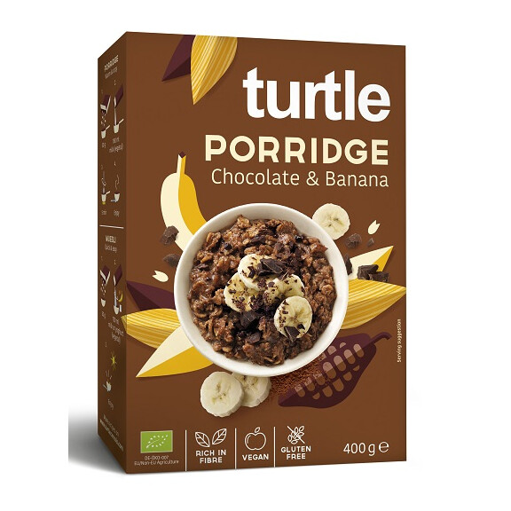 Fulgi de ovăz cu ciocolată și banane fără gluten bio 400 g