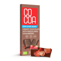 Ciocolată cremoasă cu căpșuni fără zahăr adăugat bio 40 g - COCOA