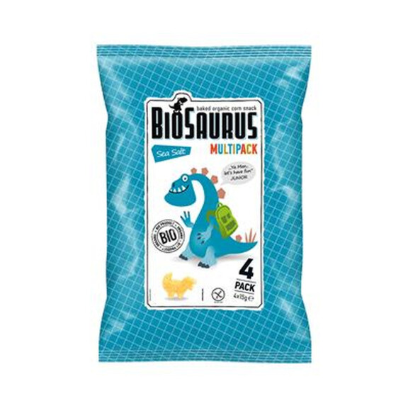 Dinosaurs chipsuri de porumb cu sare de mare fără gluten BIO 4x15 g