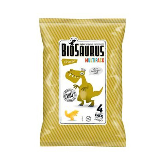 Chipsuri de porumb cu aromă de brânză dinosaur fără gluten BIO 4x15g
