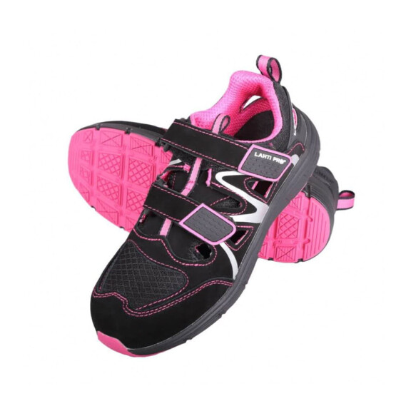 Buty robocze sandały damskie czarno-różowe Lahti Pro L30604