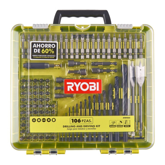 Zestaw wierteł i bitów Ryobi RAKDD106 (106 sztuk) - 5132004759