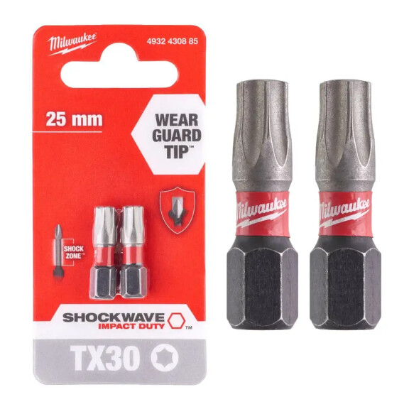 Bit udarowy TORX T30x25mm Milwaukee SHOCKWAVE / x2 - 4932430885