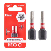 Bit udarowy imbus 3x25mm Milwaukee SHOCKWAVE HEX / x2 - 4932430894