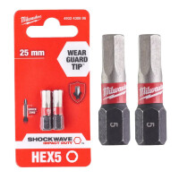 Bit udarowy imbus 5x25mm Milwaukee SHOCKWAVE HEX / x2 - 4932430896
