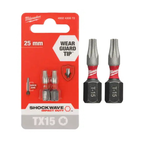 Bit udarowy TORX T15x25mm Milwaukee SHOCKWAVE / x2 - 4932430872