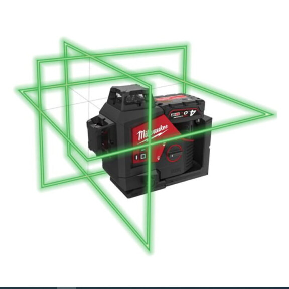 Laser 3-płaszczyznowy 360° Milwaukee M12 3PL-401C zielony (38m) AKU 12V (4.0 Ah) - 4933478102