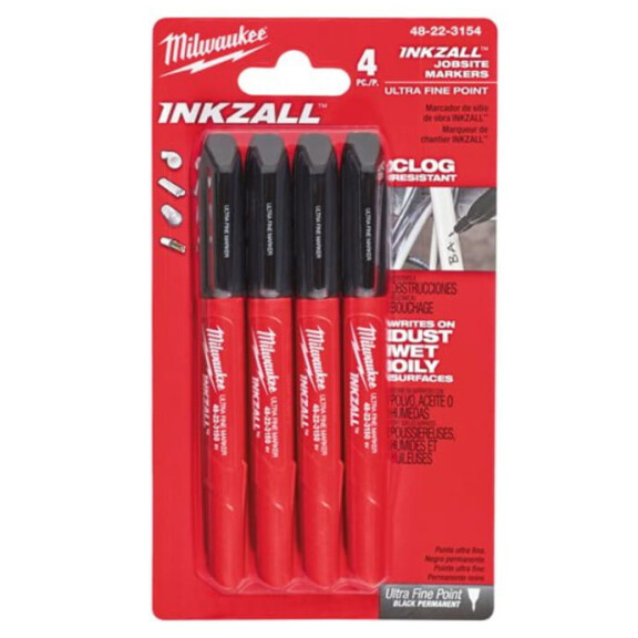 Zestaw cienkopisów czarnych Milwaukee INKZALL / 4 elementy - 48223154