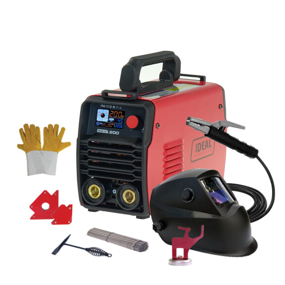 Spawarka inwertorowa MMA Ideal PRAKTIK 200 LCD SYNERGY - zestaw
