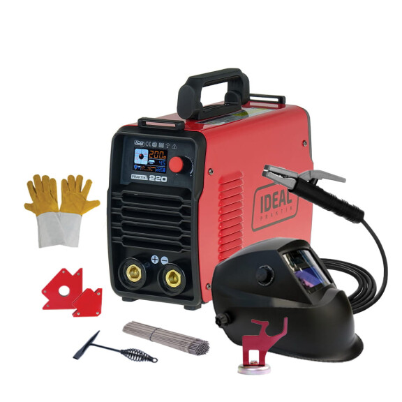 Spawarka inwertorowa MMA Ideal PRAKTIK 220 LCD SYNERGY - zestaw