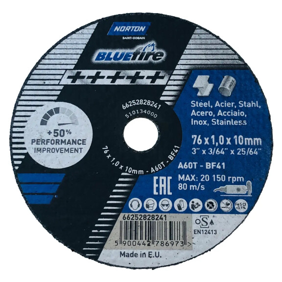 Tarcza do metalu 76x1x10 Norton Blue Fire