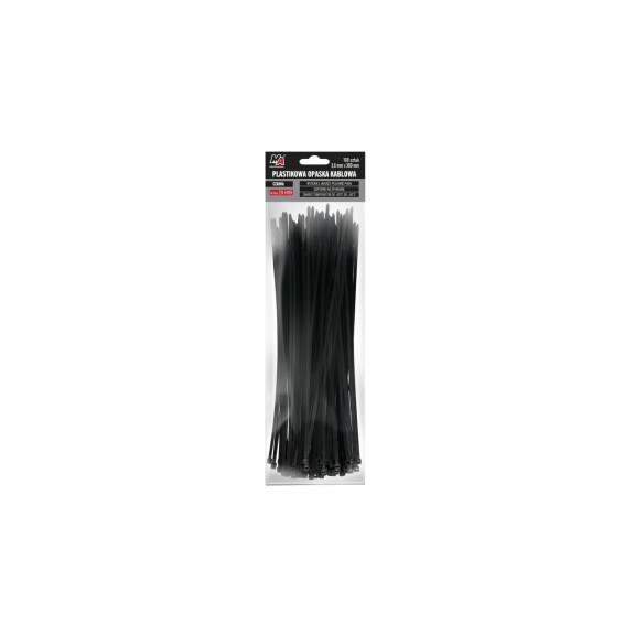 Plastikowa opaska kablowa czarna MA Professional 3,6 x 300mm 100 sztuk - 20-H09