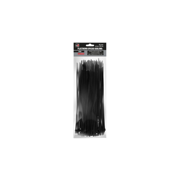 Plastikowa opaska kablowa czarna MA Professional 4,8 x 300mm 100 sztuk - 20-H16