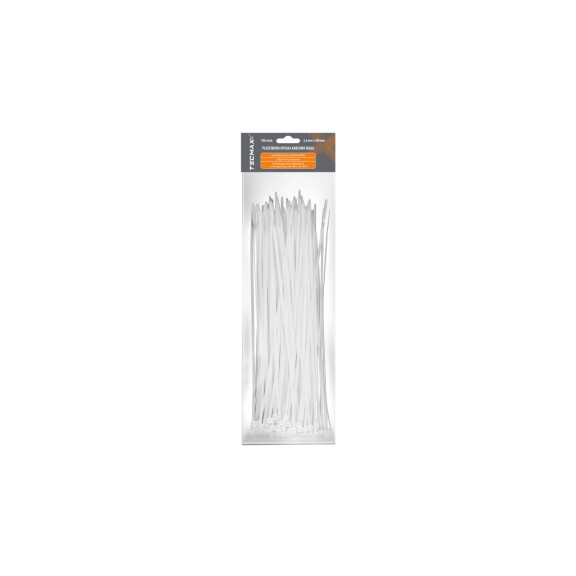Plastikowa opaska kablowa biała Tecmaxx 3,6 x 300mm 100 sztuk - 14-208