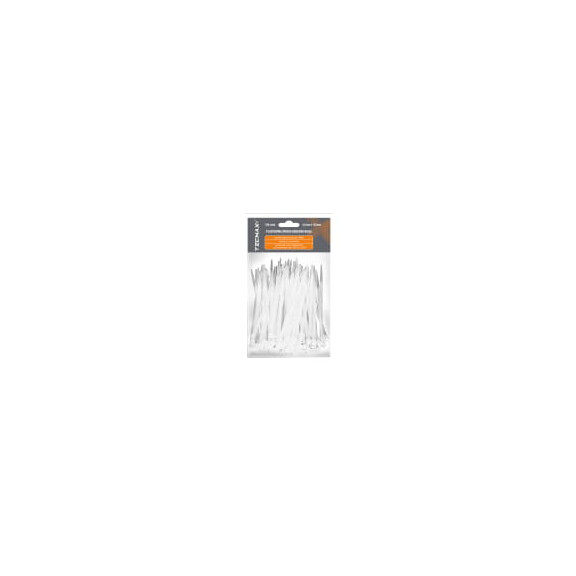 Plastikowa opaska kablowa biała Tecmaxx 4,8 x 120mm 100 sztuk - 14-210
