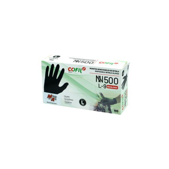 Rękawice Nitrylowe L Czarne 500 / 100 sztuk MA Professional - 20-RN1