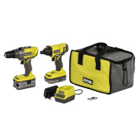 Zestaw elektronarzędzi Ryobi ONE+ R18PDID2-252S + 2 akumulatory 2.0 Ah / 5.0 Ah + ładowarka + torba - 5133004723