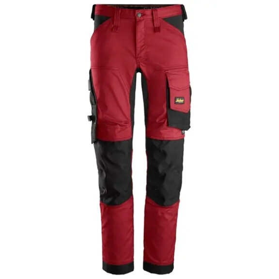 Spodnie robocze z workami kieszeniowymi czerwono-czarne stretch AllroundWork SNICKERS 6241
