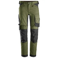 Spodnie robocze z workami kieszeniowymi oliwkowo-czarne stretch AllroundWork SNICKERS 6241