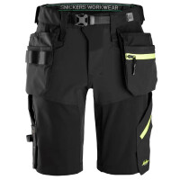 Spodenki krótkie softshell stretch FlexiWork+ z workami kieszeniowymi, czarne SNICKERS - 6140