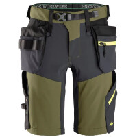 Spodenki krótkie softshell stretch FlexiWork+ z workami kieszeniowymi, khaki SNICKERS - 6140