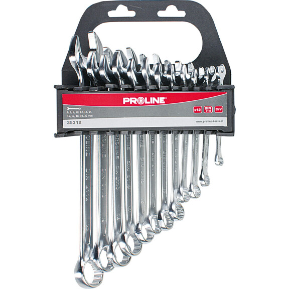 Klucze oczkowe płaskie 6-22mm Zestaw 12 elementów PROLINE - 35312