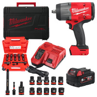 Klucz udarowy 1/2" 2034Nm Milwaukee M18 FHIW2F12-501X AKU 18V (1x 5.0Ah) + zestaw nasadek udarowych krótkich 1/2" 13 elementów