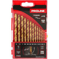 Wiertła do metalu HSSTIN DIN338 13 szt. PROLINE - 77314