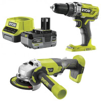 Zestaw RYOBI R18AG115 + R18PD3 udar 50Nm + RB1840X 4.0Ah + RC18120 ONE+18V