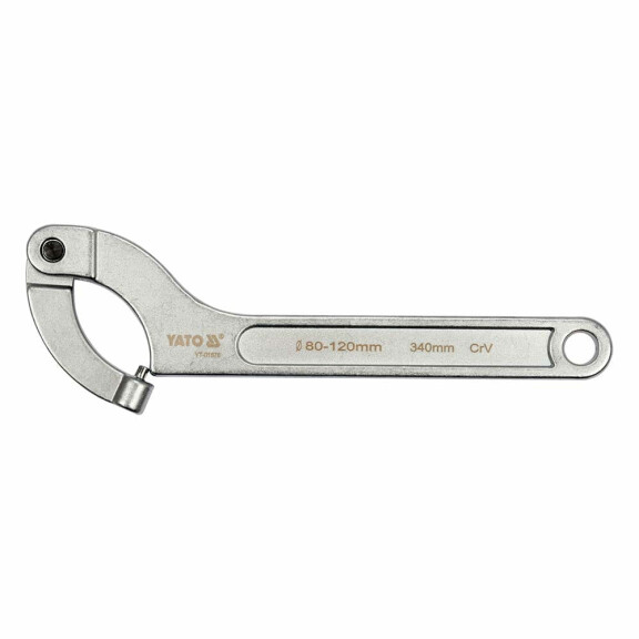 Klucz hakowy 80-120mm przegubowy Yato YT-01678 z okrągłym bolcem
