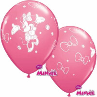 Balon Ql 12" Z Nadrukiem "Minnie", Pastel Różowy / 6 Sztuk - QUALATEX