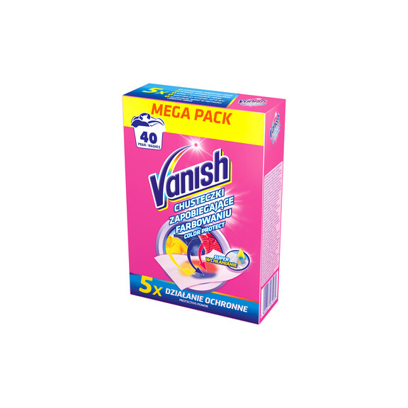 Vanish Color Protect - Chusteczki Zapobiegające Zafarbowaniu Ubrań 20 Szt (Do 40 Prań) - Vanish