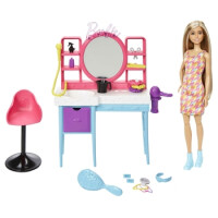 Barbie Salon Fryzjerski Totally Hair Zestaw Do Zabawy + Lalka - Barbie