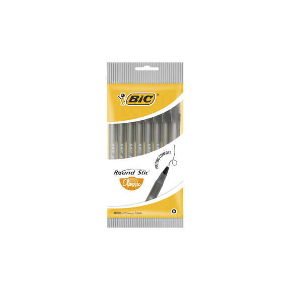 Bic Round Stic® Długopis Czarny Pouch 8 Szt. - BiC