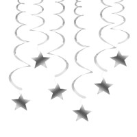 Wirujące Serpentyny - Gwiazdy (6 Szt.) Srebrne - Arpex