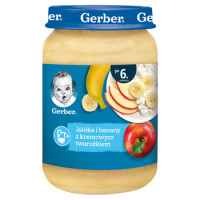 Gerber Deserek Jabłka, Banany I Mango Z Delikatnym Twarożkiem Po 6 Miesiącu 190 G - Gerber