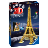 Puzzle 3D Budynki Nocą Wieża Eiffla 216 El. - Ravensburger
