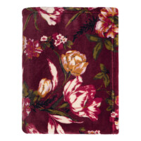 Koc Flannel 130X170 Cm Wzór Klasyczny Kwiat , Kolor Bordo - Zieleń - Mistral Home